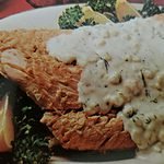 poached salmon with egg sauce