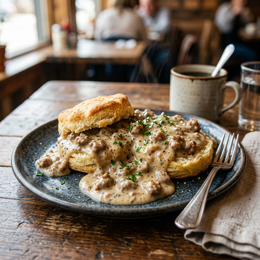 Grandma’s Flaky Homemade Biscuits and Maple Sausage Gravy (Easy Southern Breakfast)