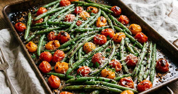 Roasted Italian Green Beans & Tomatoes (Easy Quick Side Dish)