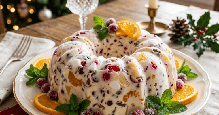 Grandma’s Frozen Christmas Salad (Easy Festive Holiday Mold)