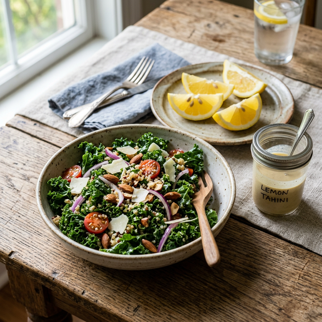 Simple Kale Salad and Lemon Dressing