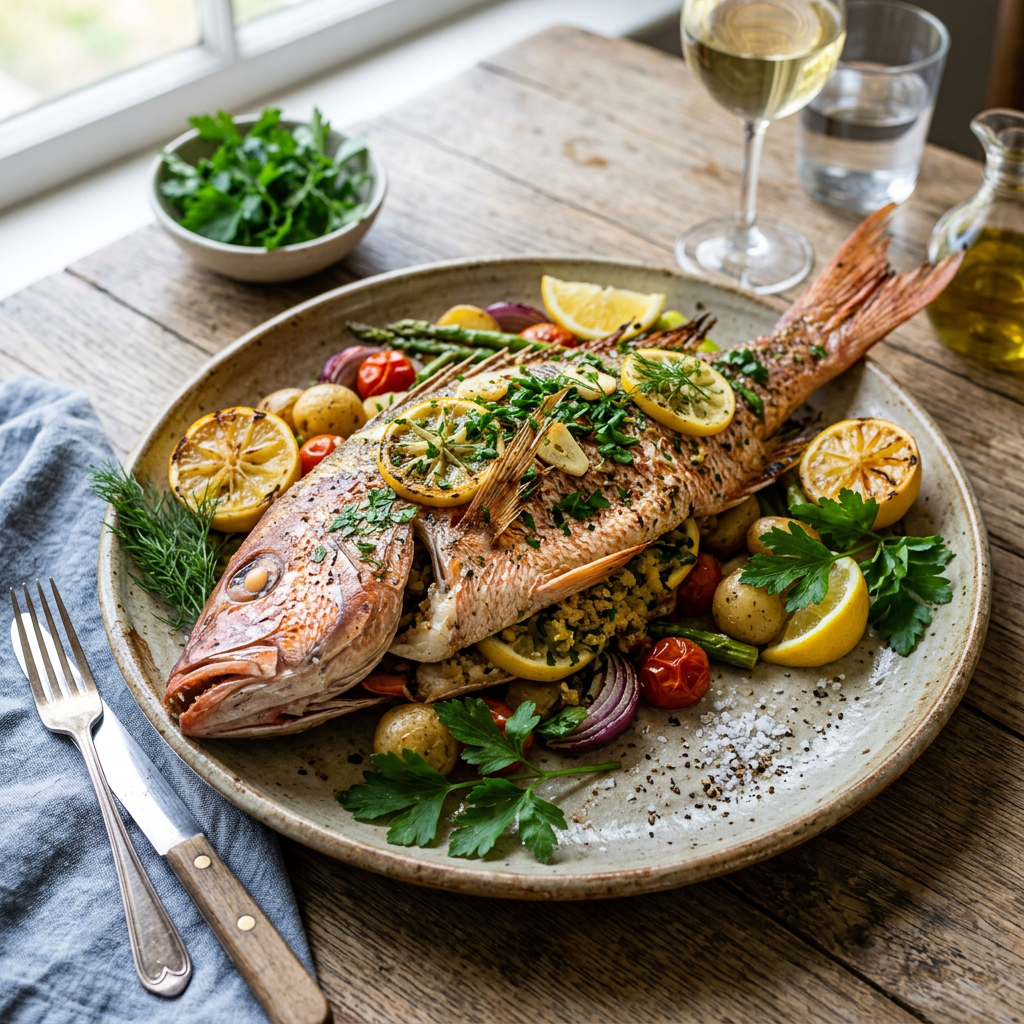 Baked Stuffed Red Snapper