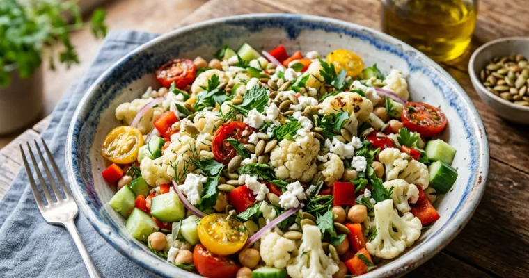 Classic Creamy Crunchy Cauliflower Salad Bowl (Easy Side Dish Recipe)